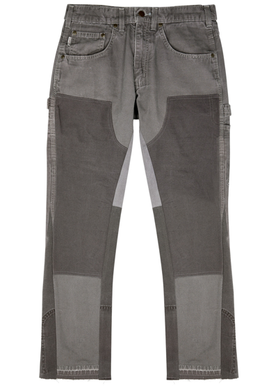Jeanius Bar Atelier Carpenter Panelled Slim-leg Jeans In Dark Grey