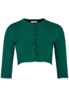 Victoria Beckham Vb Body Glittered Cropped Stretch-knit Cardigan In Green