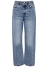 Totême Light Blue Straight Five-pockets Jeans With Logo Patch In Cotton Denim Woman In Denim