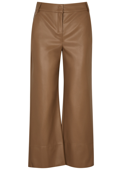 's Max Mara Soprano Cropped Faux Leather Trousers In Brown