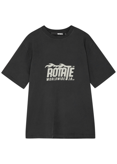 Rotate Birger Christensen Logo-print Cotton T-shirt In Black