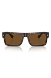 Prada 59mm Polarized Rectangular Sunglasses In Havana