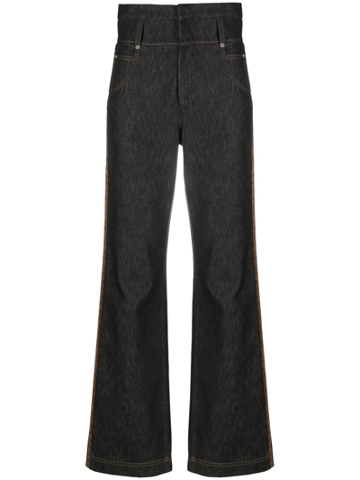 Fendi Blue High-waist Straight Jeans In Black