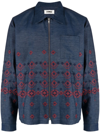 YMC YOU MUST CREATE BLUE BOWIE EMBROIDERED DENIM JACKET