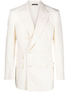 TOM FORD WHITE SILK DOUBLE-BREASTED BLAZER