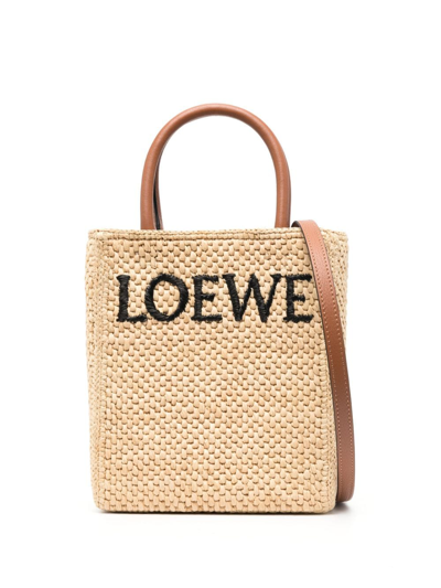 Loewe Standard A5 Raffia Tote Bag In Beige