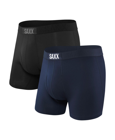 Saxx Men's Ultra Super Soft Relaxed Fit Boxer Briefs Â 2pk In Black,navy