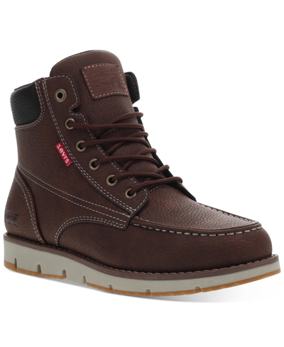 Levi's Men's Dean Wx Ul Faux-leather Rugged Casual Hiker Chukka Boots Men's Shoes In Mahogany,black