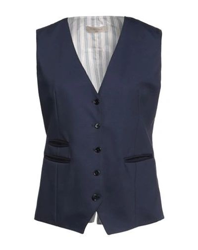 Circolo 1901 Woman Tailored Vest Navy Size 8 Cotton, Elastane In Navy Blue