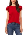 Cece Women's Ruffled Flutter-sleeve Short Sleeve Knit Top In Spiced Red