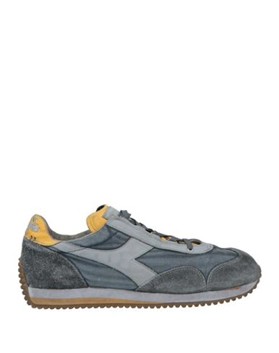 Diadora Heritage Man Sneakers Slate Blue Size 11 Soft Leather, Textile Fibers