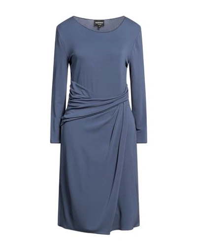 Emporio Armani Woman Mini Dress Slate Blue Size 12 Viscose, Elastane