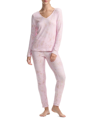 Splendid Women's 2-pc. Printed Legging Pajamas Set In Tonal Pink Snakeskin