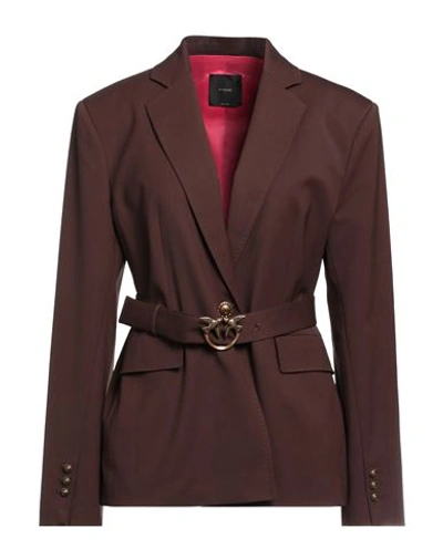 Pinko Woman Blazer Brown Size 8 Virgin Wool, Polyester, Elastane