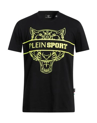 Plein Sport Man T-shirt Black Size L Cotton, Elastane In Black