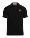 Comme Des Garçons Play Polo Shirt With Ribbed Collar And Straight Hem In Black