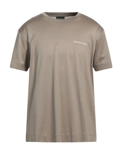 Emporio Armani Man T-shirt Khaki Size Xs Lyocell, Cotton In Beige