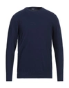 Drumohr Man Sweater Midnight Blue Size 44 Cotton In Navy Blue