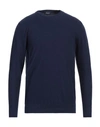 Drumohr Man Sweater Midnight Blue Size 44 Cotton In Blue