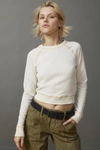 Bdg Bryson Cropped Crew Neck Sweatshirt In Ivory, Women's At Urban Outfitters