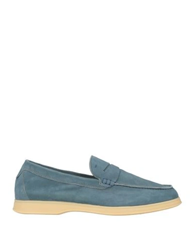 Andrea Ventura Firenze Man Loafers Light Blue Size 10.5 Soft Leather In Blue
