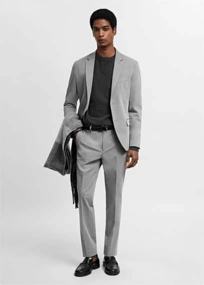 Mango Veste Costume Super Slim-fit Tissu Stretch In Grey