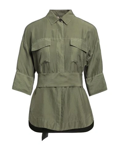 A.b. A. B. Woman Shirt Military Green Size 2 Silk