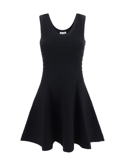 Alaïa Croco Textured Mini Dress In Black