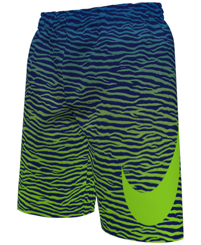 Nike Kids' Big Boys Tiger Fade 7" Volley Swim Shorts In Action Green