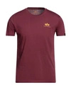 Alpha Industries Man T-shirt Burgundy Size L Cotton In Red