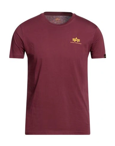 Alpha Industries Man T-shirt Burgundy Size L Cotton In Red