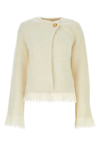 Chloé Tweed Frayed Edge Jacket In White