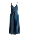 120% Lino Woman Jumpsuit Slate Blue Size 12 Linen In Blue