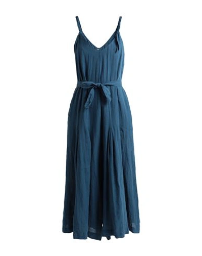120% Lino Woman Jumpsuit Slate Blue Size 12 Linen