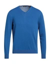 Rossopuro Man Sweater Blue Size 4 Cotton