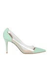 Gianvito Rossi Woman Pumps Light Green Size 11 Soft Leather, Pvc - Polyvinyl Chloride