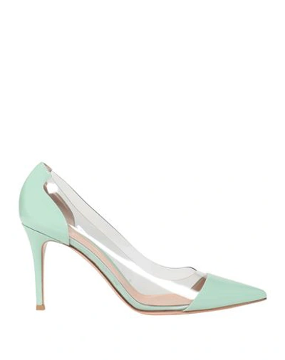 Gianvito Rossi Woman Pumps Light Green Size 11 Soft Leather, Pvc - Polyvinyl Chloride