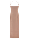 Attico Double-strap Gabardine Midi Dress In Neutral