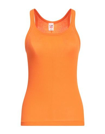 Re/done Woman Tank Top Orange Size S Cotton