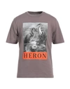 Heron Preston Man T-shirt Light Brown Size M Organic Cotton, Polyester In Beige