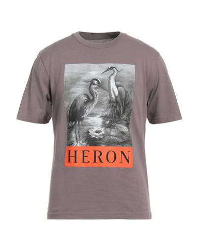 Heron Preston Man T-shirt Light Brown Size M Organic Cotton, Polyester In Beige