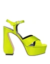 Si Rossi By Sergio Rossi Woman Sandals Acid Green Size 9 Textile Fibers