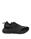 Giorgio Armani Man Sneakers Black Size 8.5 Polyester, Calfskin