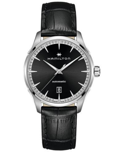 Hamilton Men's Swiss Automatic Jazzmaster Black Leather Strap Watch 40mm