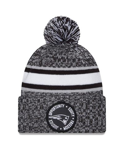 New Era Men's  Heather Black New England Patriots 2023 Inspire Change Cuffed Knit Hat With Pom