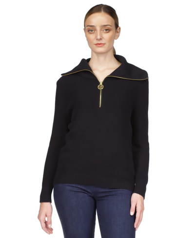 Michael Kors Michael  Women's Half-zip Sweater, Regular & Petite In Black