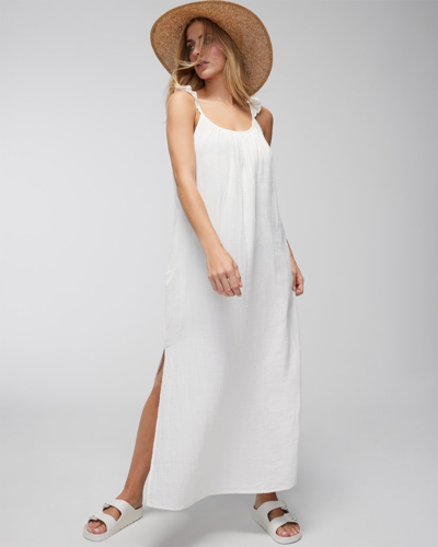 Soma Women's  Swim Flutter-sleeve Cover-up Dress In White Size Small