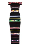 Pucci Off-the-shoulder Striped Jacquard-knit Midi Dress In Black