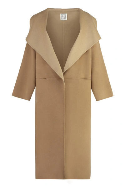 Totême Oversized Two-tone Wool And Cashmere-blend Coat In Beige
