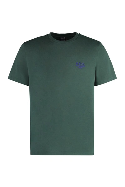Apc Raymond Cotton Crew-neck T-shirt In Green